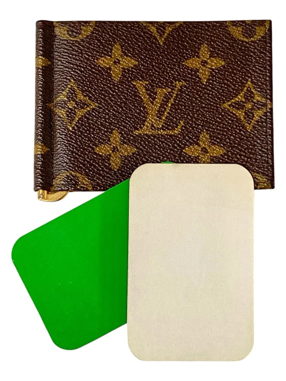 RARE VINTAGE LOUIS VUITTON MONOGRAM PINCE WALLET MONEY CLIP, PRISTINE NWOT